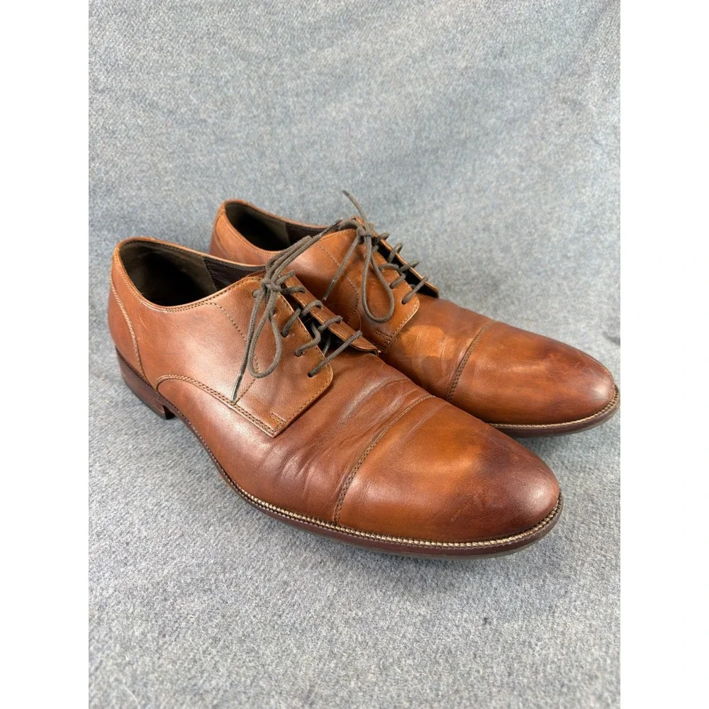 Cole Haan Cap Toe Oxford Men 13M Tan Leather Dress Shoes Lace Up Formal Business